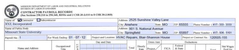 Payroll Header